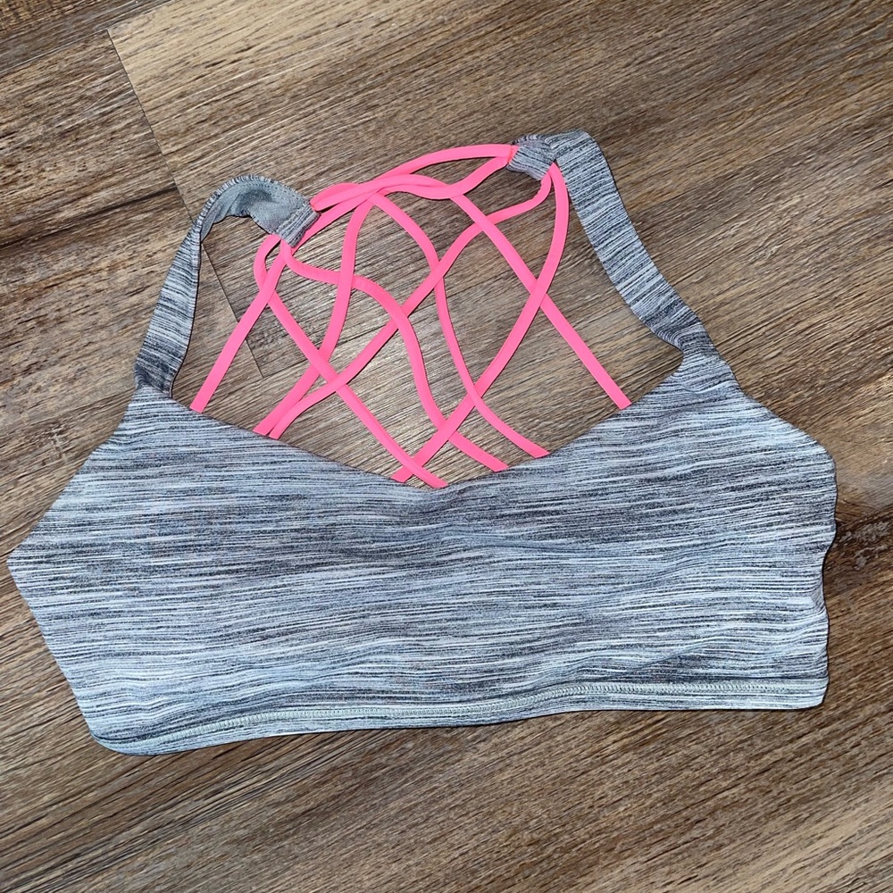 Lululemon Criss Cross Grey and Pink Sports Bra